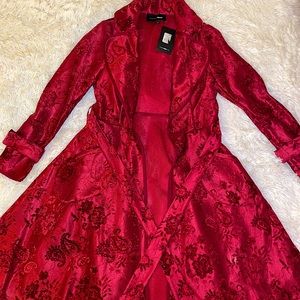 Fashion Nova Red Lace Trench Coat